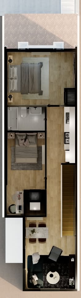 2 Beds 1 Bath - Apartment layout
